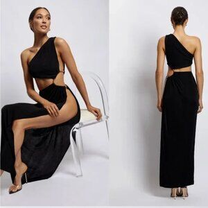 Meshki Black One-Shoulder Cutout Maxi Dress
